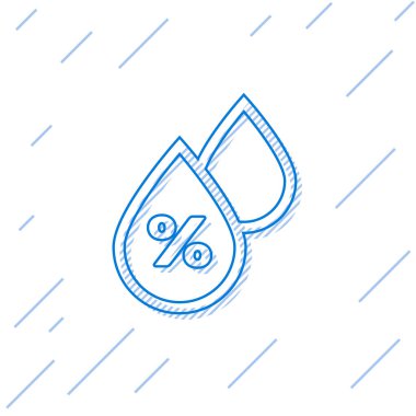 Mavi çizgi Su bırakma yüzdesi simgesi beyaz arka planda yalıtılmış. Nem analizi. Vektör İllüstrasyonu