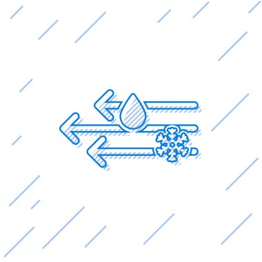 Mavi çizgi Beyaz arka plan üzerinde izole kar simgesi ile rüzgar ve yağmur. Rüzgarlı hava. Vektör İllüstrasyonu