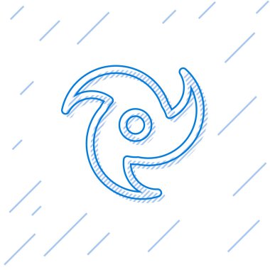 Mavi çizgi Tornado simgesi beyaz arka plan üzerinde izole. Kasırga, kasırga, fırtına hunisi, kasırga rüzgar veya kasırga hava simgesi. Vektör İllüstrasyonu