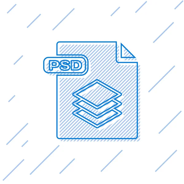 Document de fichier PSD ligne bleue. Télécharger icône bouton psd isolé sur fond blanc. Fichier PSD symbole. Illustration vectorielle — Image vectorielle
