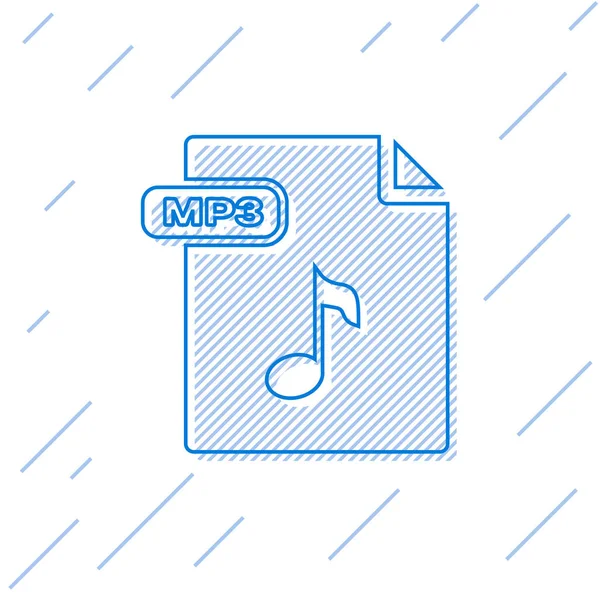 Blue line MP3 file document. Download mp3 button icon isolated on white background. Mp3 music format sign. MP3 file symbol. Vector Illustration — Stock Vector