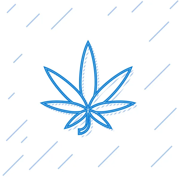 Linha azul Ícone de folha de maconha medicinal ou cannabis isolado no fundo branco. Símbolo de cânhamo. Ilustração vetorial — Vetor de Stock