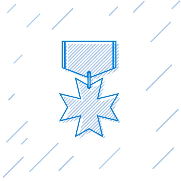 Синяя линия Знак медали "Воинская награда" на белом фоне. Армейский знак. Векторная миграция — стоковый вектор