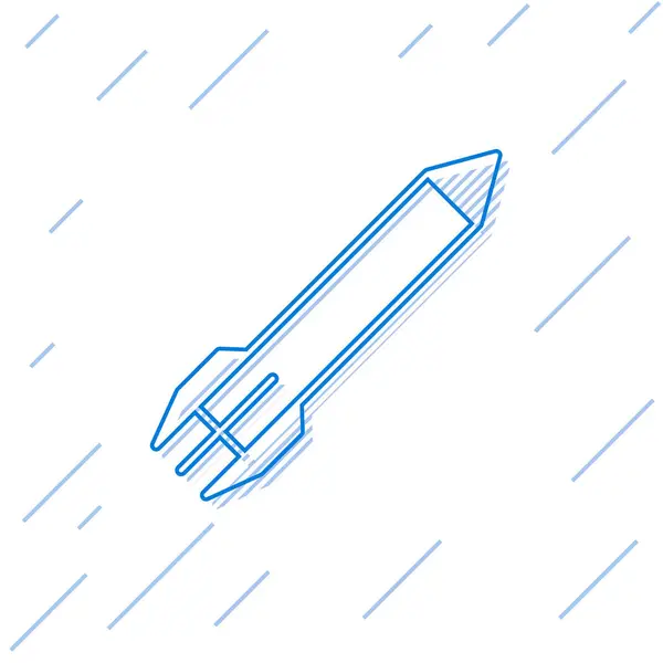 Azul ícone linha foguete isolado no fundo branco. Ilustração vetorial —  Vetores de Stock