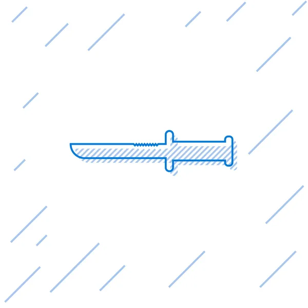Niebieska linia wojskowa ikona noża na białym tle. Ilustracja wektorowa — Wektor stockowy