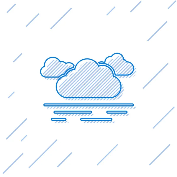 Blaue Linie Wolkensymbol isoliert auf weißem Hintergrund. Vektorillustration — Stockvektor