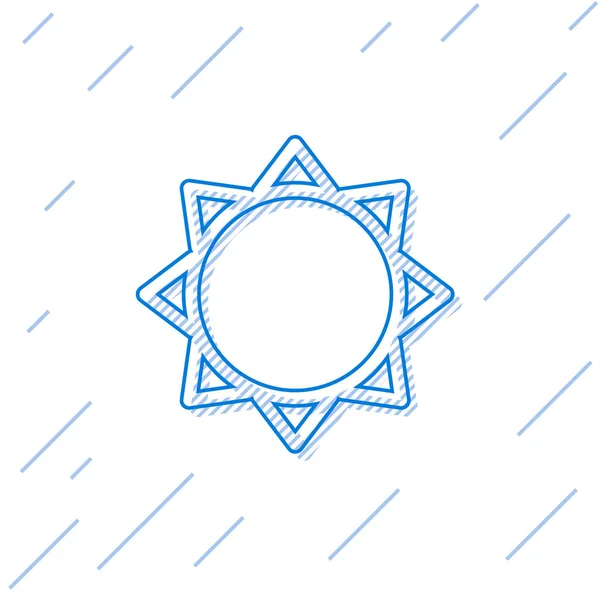 Icono de Sol de línea azul aislado sobre fondo blanco. Ilustración vectorial — Archivo Imágenes Vectoriales