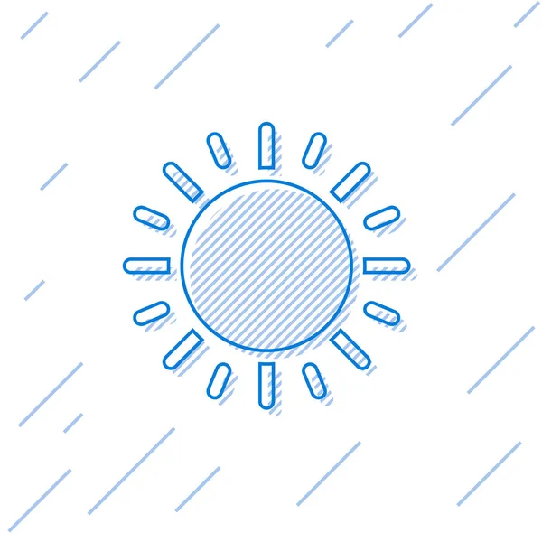 青い線太陽のアイコンは、白い背景に分離されています。ベクトルイラストレーション — ストックベクタ