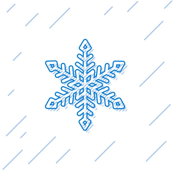 Синяя линия Snowflake значок изолирован на белом фоне. Векторная миграция — стоковый вектор