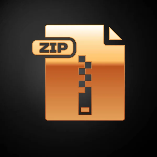 Document de fichier ZIP or. Télécharger icône bouton zip isolé sur fond noir. Symbole de fichier ZIP. Illustration vectorielle — Image vectorielle