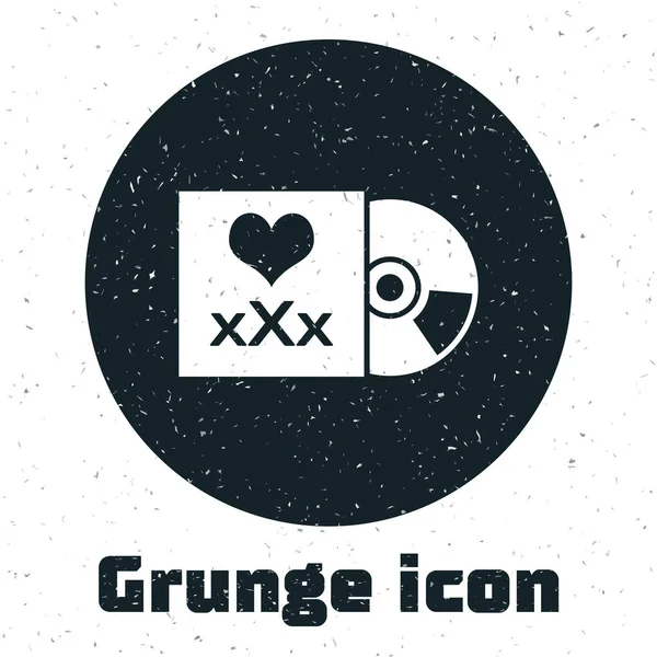 Grunge schijf met inscriptie xxx icoon geïsoleerd op witte achtergrond. Symbool voor leeftijdsbeperking. 18 Plus content teken. Volwassen kanaal. Vector illustratie — Stockvector