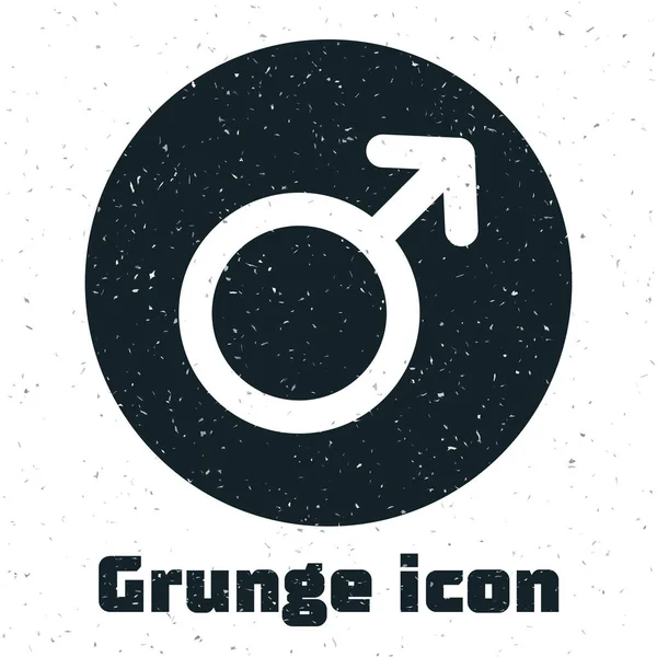 Grunge männliches Gender-Symbol auf weißem Hintergrund isoliert. Vektorillustration — Stockvektor