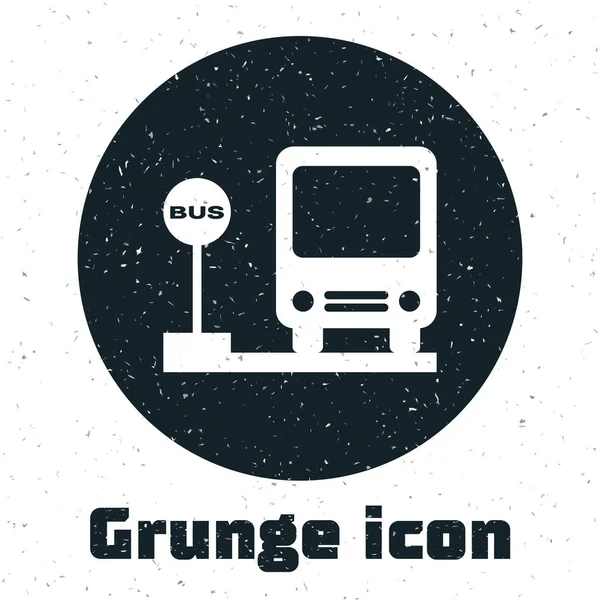 Icona fermata Grunge Bus isolato su sfondo bianco. Concetto di trasporto. Autobus segno di trasporto tour. Turismo o simbolo del veicolo pubblico. Illustrazione vettoriale — Vettoriale Stock