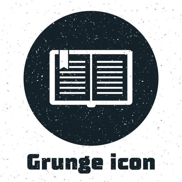Grunge Icono de libro abierto aislado sobre fondo blanco. Ilustración vectorial — Vector de stock