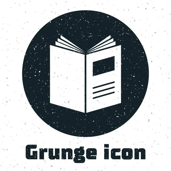 Grunge Open Book Icon isoliert auf weißem Hintergrund. Vektorillustration — Stockvektor