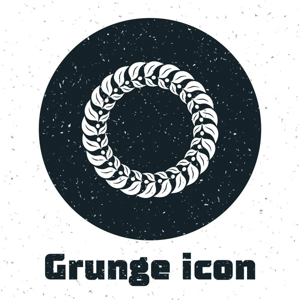 Grunge Laurel çelenk simgesi beyaz arka plan üzerinde izole. Zafer sembolü. Vektör İllüstrasyonu — Stok Vektör