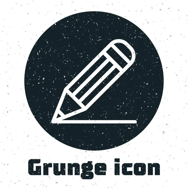 Grunge tužka a ikona čáry izolované na bílém pozadí. Značka vzdělání. Kreslicí a vzdělávací nástroje. Symbol školní kanceláře. Vektorová ilustrace — Stockový vektor