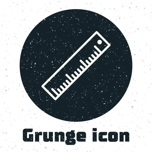 Grunge RULER ikona je izolovaná na bílém pozadí. Stejný symbol. Vektorová ilustrace — Stockový vektor