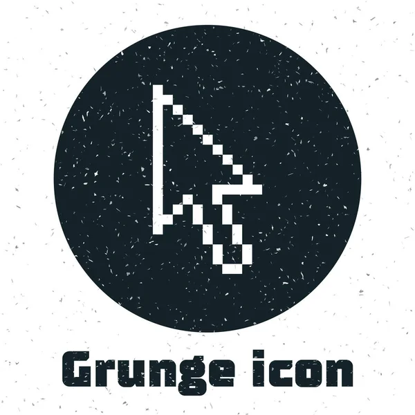 Grunge Pixel ok imleç simgesi beyaz arka planda yalıtılmış. Vektör İllüstrasyonu — Stok Vektör