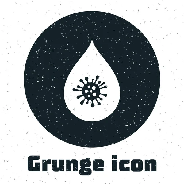 Grunge špinavá ikona kapky vody izolovaná na bílém pozadí. Bakterie a bakterie, onemocnění mikroorganismu, karcinom buněk, mikrobe, virus, houby. Vektorová ilustrace — Stockový vektor