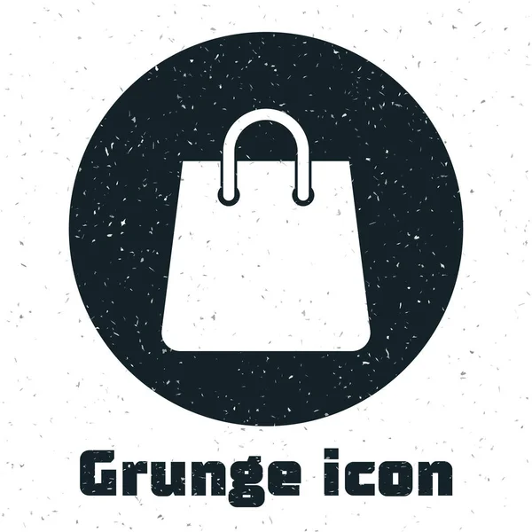 Grunge icono del bolso aislado sobre fondo blanco. Cartel de bolsa de compras. Icono de bolsa de mujer. Señal de bolso femenino. Equipaje casual glamour. Ilustración vectorial — Vector de stock