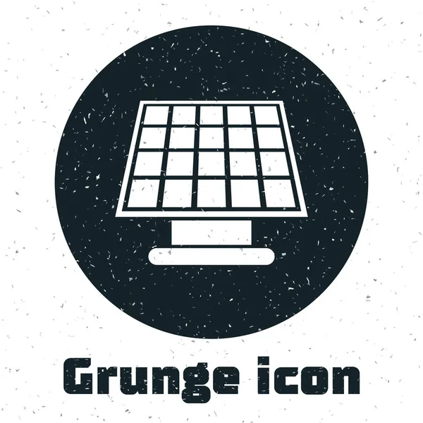 Grunge Solar Energy panel ikona izolowane na białym tle. Ilustracja wektorowa — Wektor stockowy