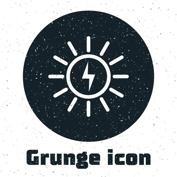Grunge Ícone de linha de painel de energia solar isolado no fundo branco. Ilustração vetorial — Vetor de Stock
