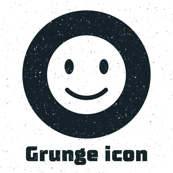 Icône Grunge Smile face isolée sur fond blanc. Émoticône souriant. Joyeux symbole de chat souriant. Illustration vectorielle — Image vectorielle