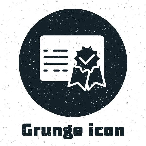 Піктограма шаблону Grunge Certificate ізольована на білому тлі. Досягнення, нагорода, ступінь, грант, диплом. Сертифікат успіху бізнесу. Векторна ілюстрація — стоковий вектор