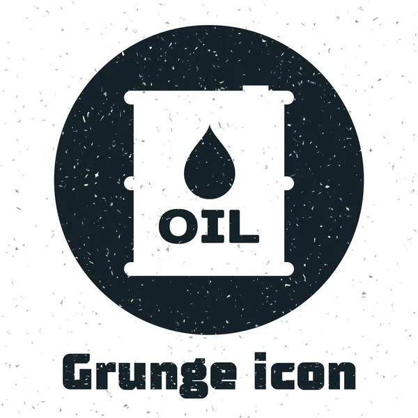 Grunge-Ölfass-Ikone isoliert auf weißem Hintergrund. Behälter für Ölfässer. für Infografik, Kraftstoff, Industrie, Energie, Ökologie. Vektorillustration — Stockvektor