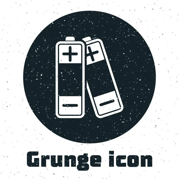 Grunge-Akku-Symbol isoliert auf weißem Hintergrund. Blitz-Symbol. Vektorillustration — Stockvektor