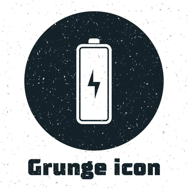 Grunge icône de batterie isolé sur fond blanc. Symbole de foudre. Illustration vectorielle — Image vectorielle