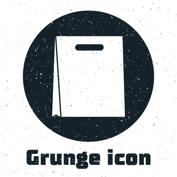 Grunge-Papier-Einkaufstüten-Symbol isoliert auf weißem Hintergrund. Paketschild. Vektorillustration — Stockvektor