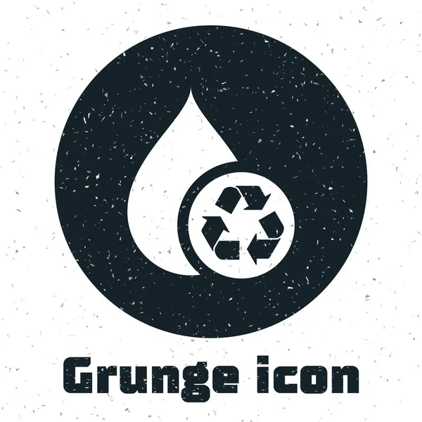 Grunge recyceln sauberes Aqua-Symbol isoliert auf weißem Hintergrund. Wassertropfen mit Zeichenrecycling. Vektorillustration — Stockvektor