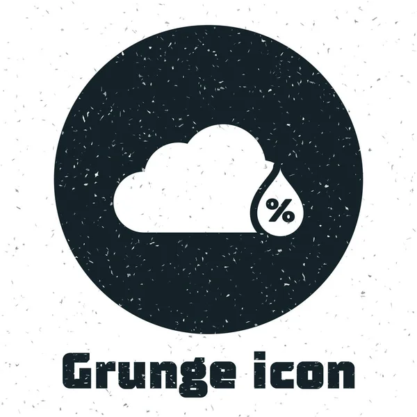 Значок "Grunge Humidity" выделен на белом фоне. Погода и метеорология, облако, символ термометра. Векторная миграция — стоковый вектор