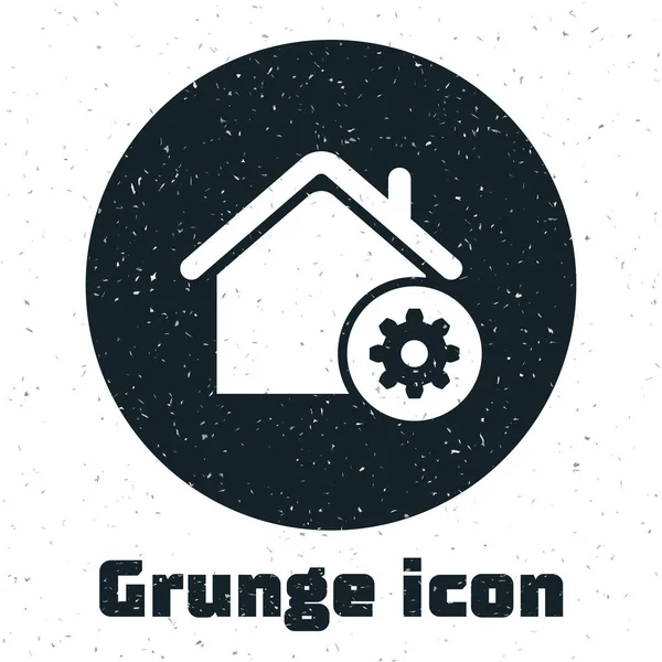 Grunge Smart Home Einstellungen Icon isoliert auf weißem Hintergrund. Fernbedienung. Vektorillustration — Stockvektor