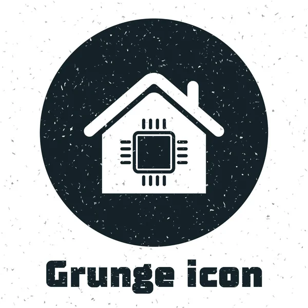 Grunge Smart Home Ikone isoliert auf weißem Hintergrund. Fernbedienung. Vektorillustration — Stockvektor