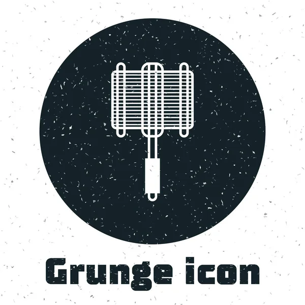 Grunge Grill Stahlgitter Symbol isoliert auf weißem Hintergrund. Blick von oben auf Grill. Drahtgestell für Grill. Grillkorb vorhanden. Vektorillustration — Stockvektor