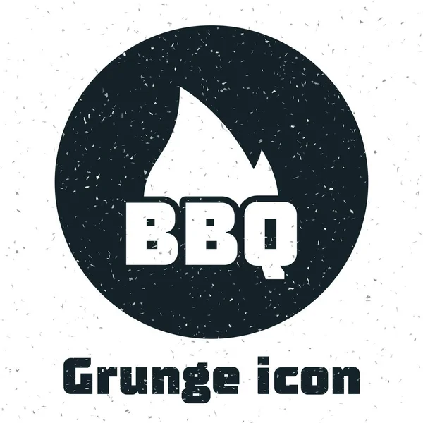 Grunge Barbecue Flammensymbol isoliert auf weißem Hintergrund. Hitze-Symbol. Grillparty. Vektorillustration — Stockvektor