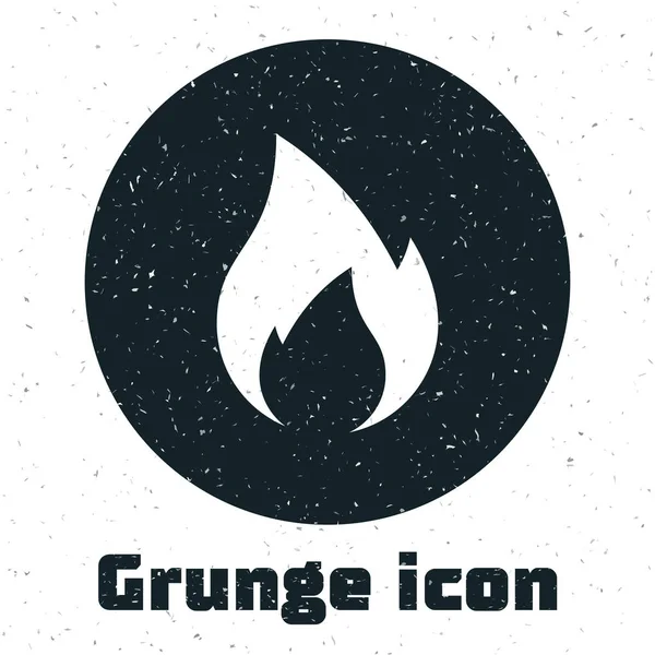 Grunge Fire flame icon isolated on white background. Heat symbol. Vector Illustration — Stock Vector