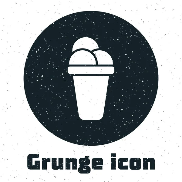 Grunge Ice cream icon isolated on white background. Sweet symbol. Vector Illustration — Stock Vector