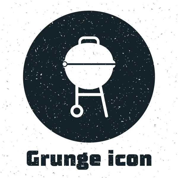 Grunge Barbecue grill icon isolated on white background. BBQ grill party. Vector Illustration — Stock Vector