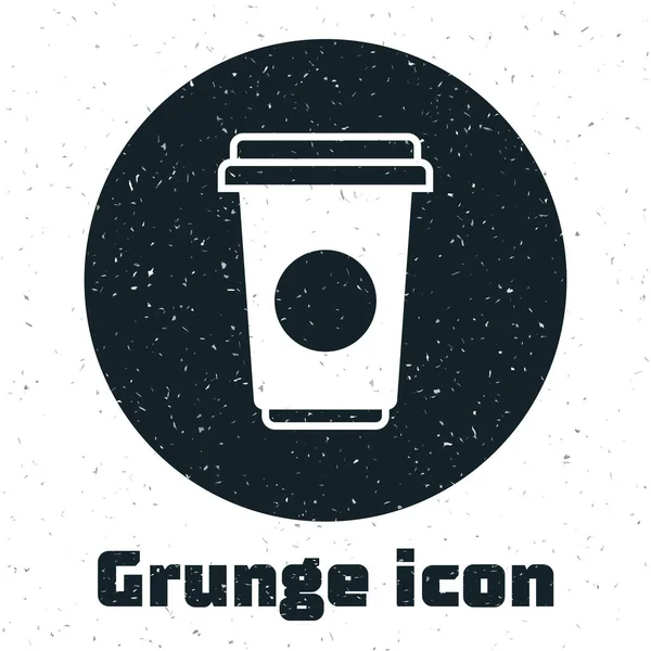 Grunge icône tasse de café isolé sur fond blanc. Tasse à café jetable avec café chaud. Illustration vectorielle — Image vectorielle