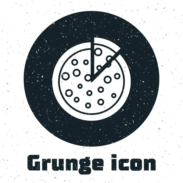 Ícone Grunge Pizza isolado no fundo branco. Ilustração vetorial — Vetor de Stock