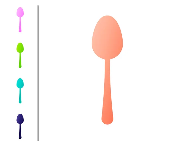 Coral Spoon pictogram geïsoleerd op witte achtergrond. - Kookgerei. Bestekbord. Stel kleurpictogrammen in. Vector Illustratie — Stockvector