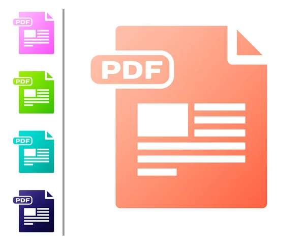 Korallen pdf Datei Dokument. pdf-Symbol auf weißem Hintergrund isoliert herunterladen. pdf-Dateisymbol. Farbsymbole setzen. Vektorillustration — Stockvektor