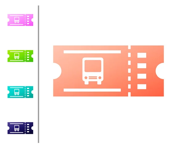 Icono del billete de Coral Bus aislado sobre fondo blanco. Billete de transporte público. Establecer iconos de color. Ilustración vectorial — Archivo Imágenes Vectoriales