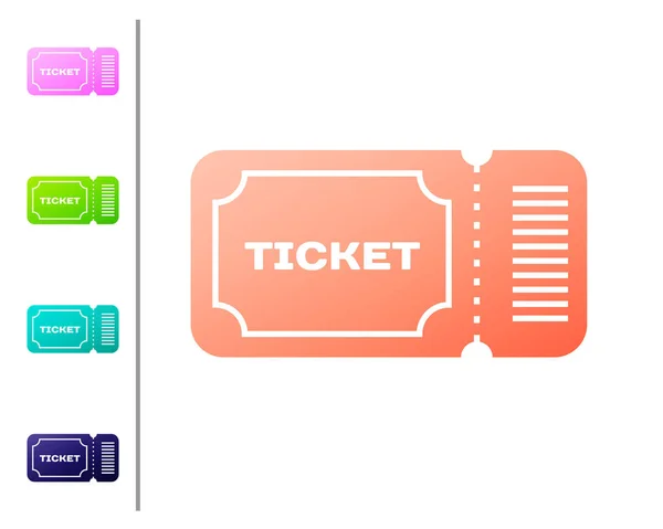 Koraal ticket icoon geïsoleerd op witte achtergrond. Kleur pictogrammen instellen. Vector illustratie — Stockvector