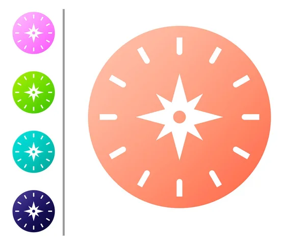 Coral Compass Symbol isoliert auf weißem Hintergrund. Windrose Navigationssymbol. Windrose Zeichen. Farbsymbole setzen. Vektorillustration — Stockvektor