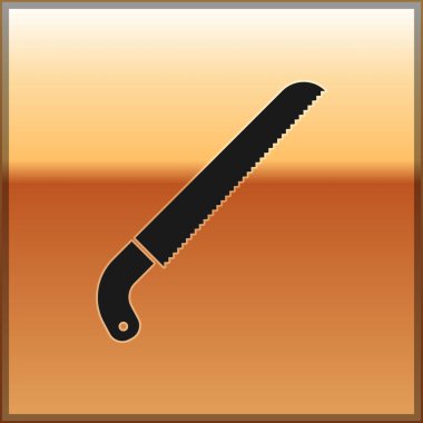 Black Garden altın arka plan üzerinde izole simgesi gördüm. Vektör İllüstrasyonu